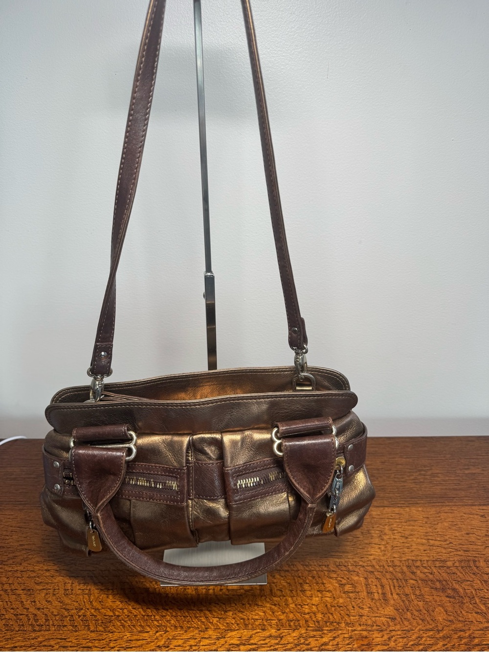 See By Chloe Metallic Bronze Leather Two-Way Daytripper Bag - EUC